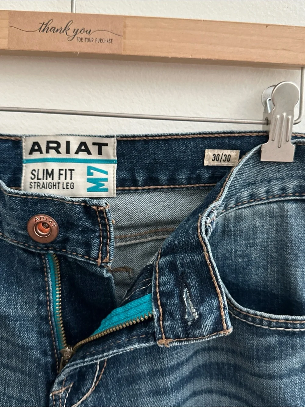 Ariat M7 Jeans Mens Size 30x30 Slim Fit Straight Leg Blue Denim NWOT
